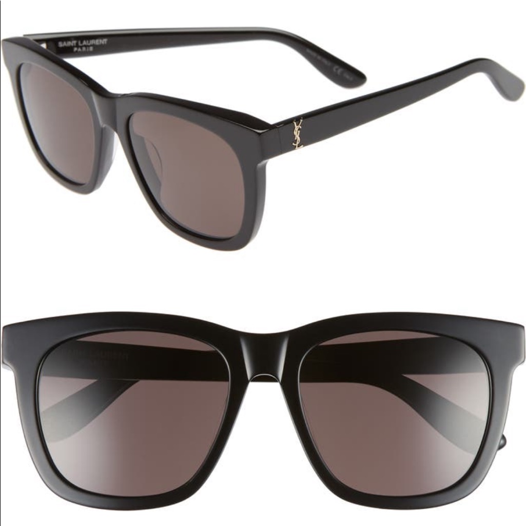 Used Ysl Black Sunglasses With Gold Logo!